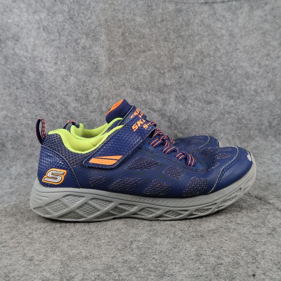 Skechers Shoes Kids 3 Athletic Trainers Easy On Adjustable Strap Sneakers Blue - Picture 1 of 12